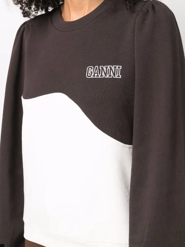 GANNI Wave Panel Logo Sweatshirt - Farfetch