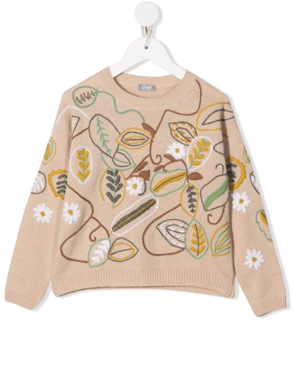 

Il Gufo floral-embroidery knitted jumper - Neutrals