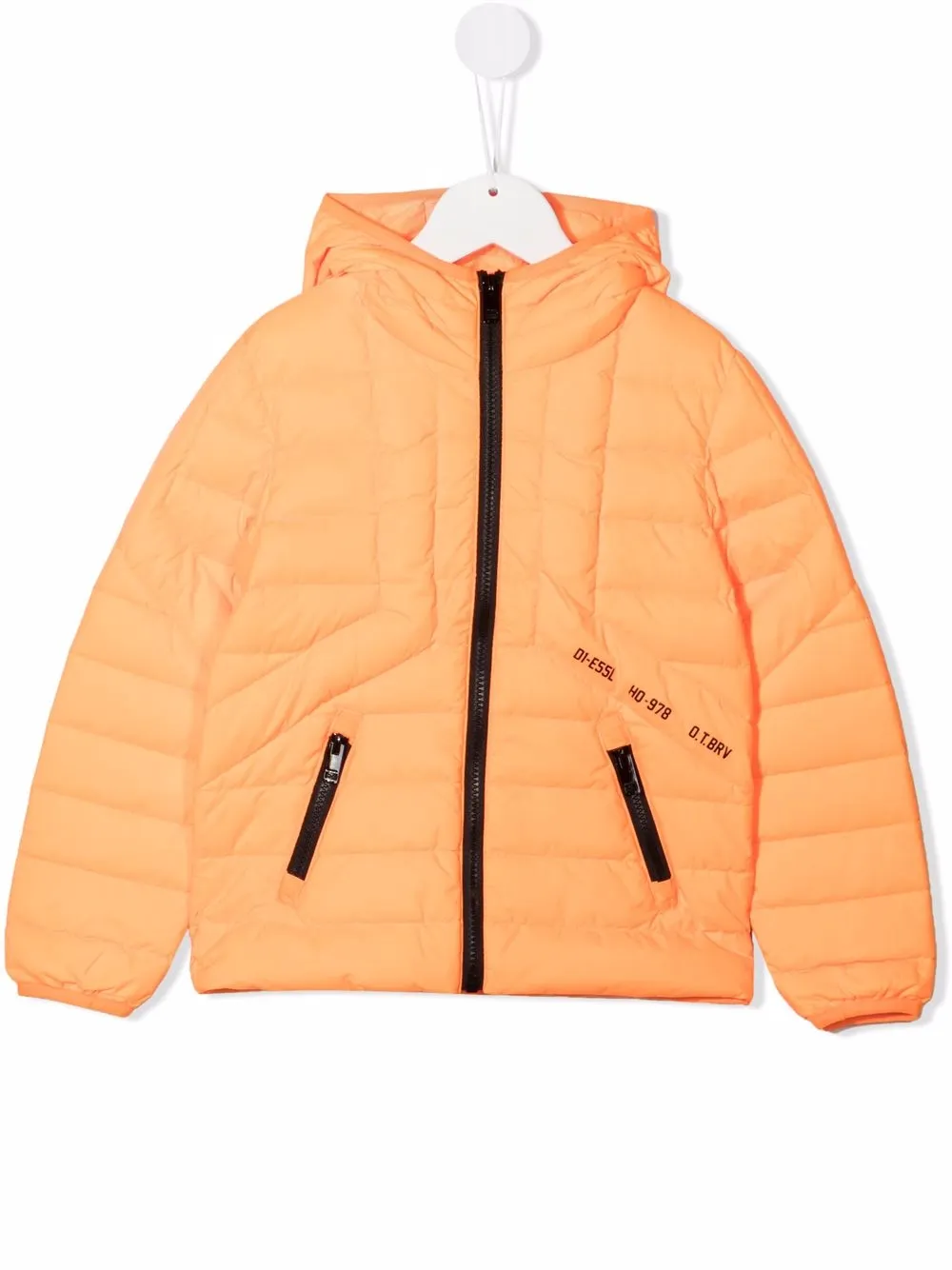 

Diesel Kids logo-print puffer jacket - Orange