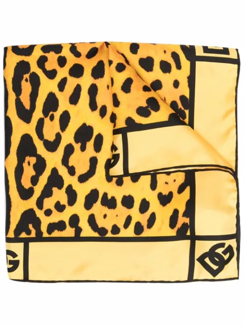 Dolce & Gabbana Lenço de seda com estampa de leopardo
