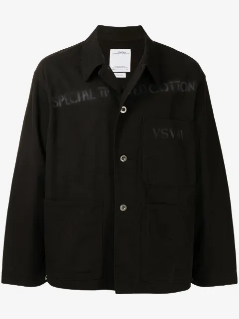 visvim logo-print crinkle-effect shirt jacket