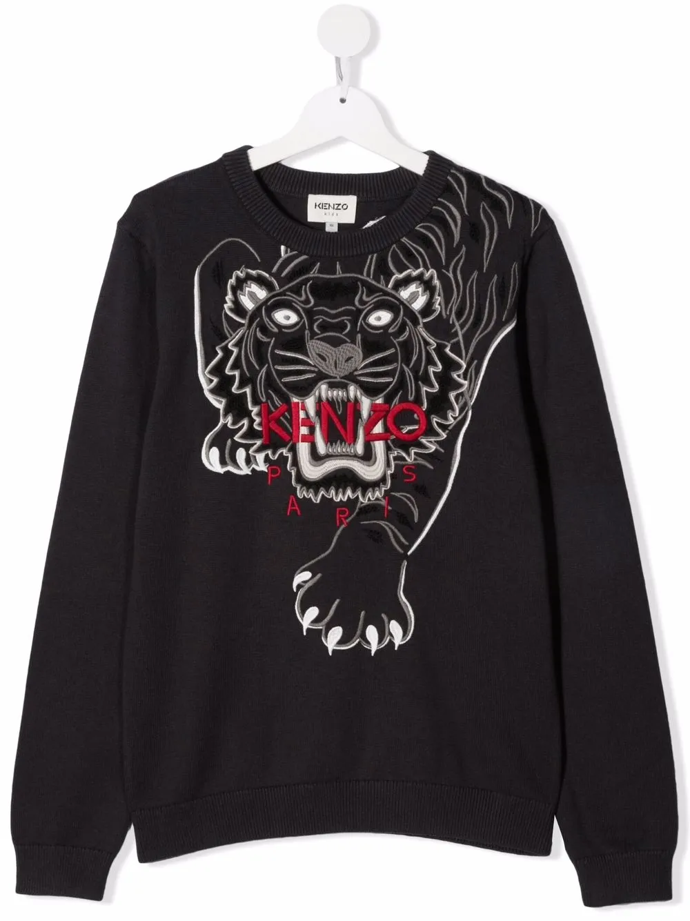 

Kenzo Kids Tiger-embroidered knitted jumper - Grey