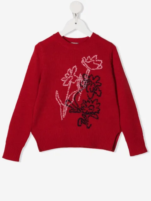 Il Gufo pull à fleurs brodées