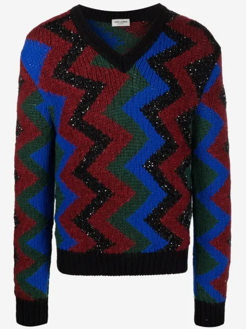 Saint Laurent zigzag wool-blend jumper