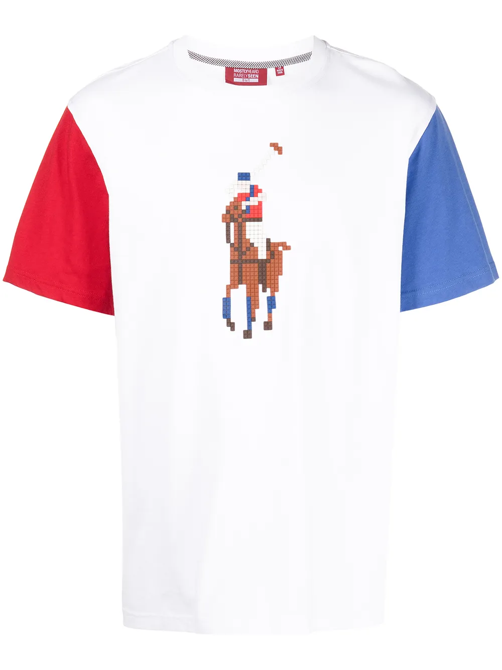 

Mostly Heard Rarely Seen 8-Bit colour-blocked polo horse T-shirt - White