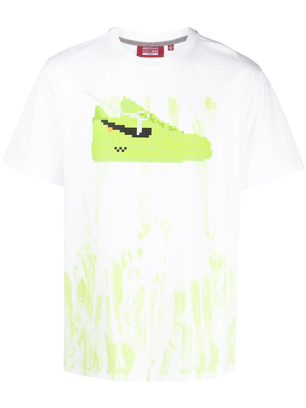 Mostly Heard Rarely Seen 8-bit Dip-dye Volt Sneaker-print T-shirt In White