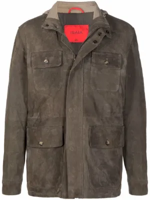 isaia leather jacket