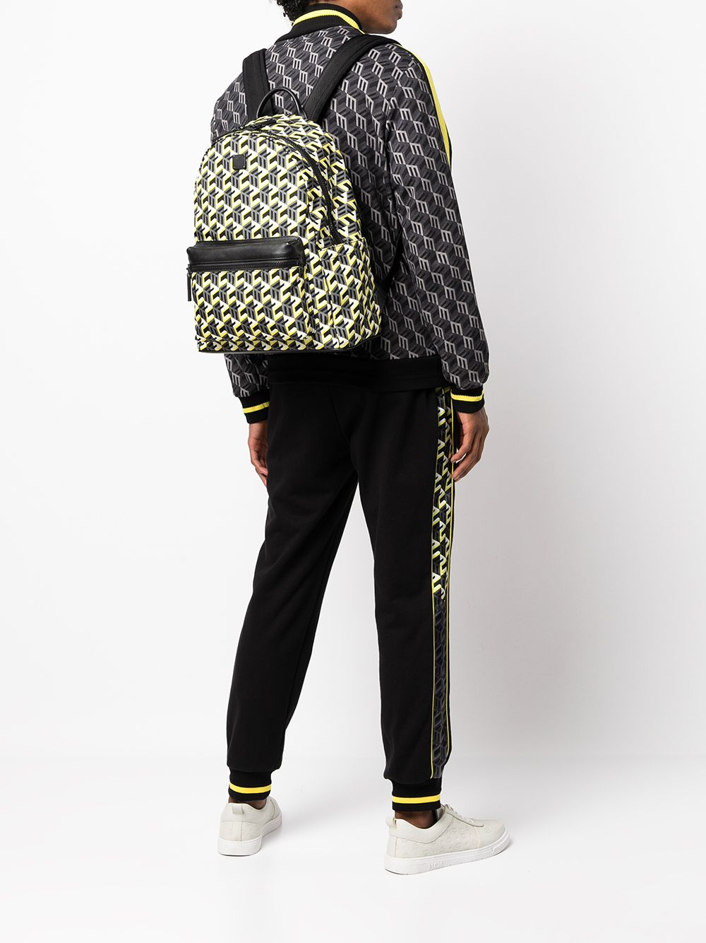 Mcm Women's Stark Backpack in Cubic Jacquard Nylon - Black - Backpacks