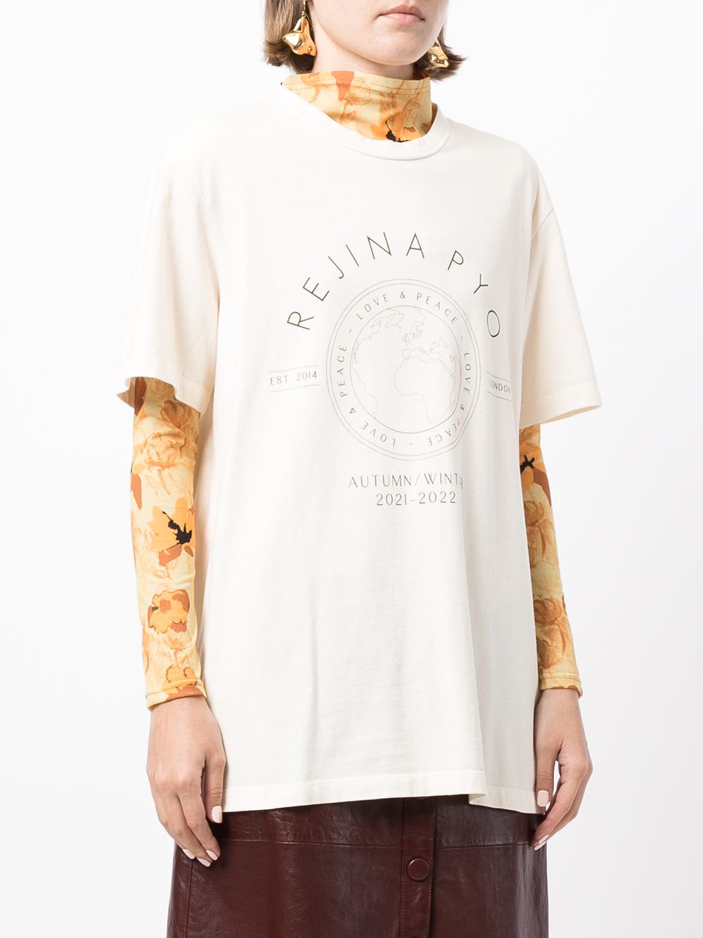 Shop Rejina Pyo Graphic-print Cotton T-shirt In Nude