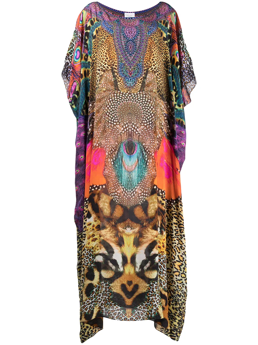 

Camilla mix-print kaftan maxi dress - Brown