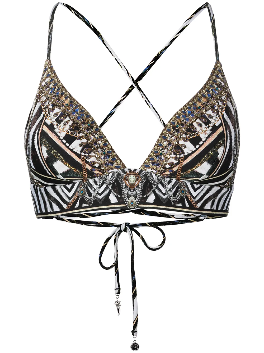 

Camilla patterned tie-fastening bikini top - Multicolour