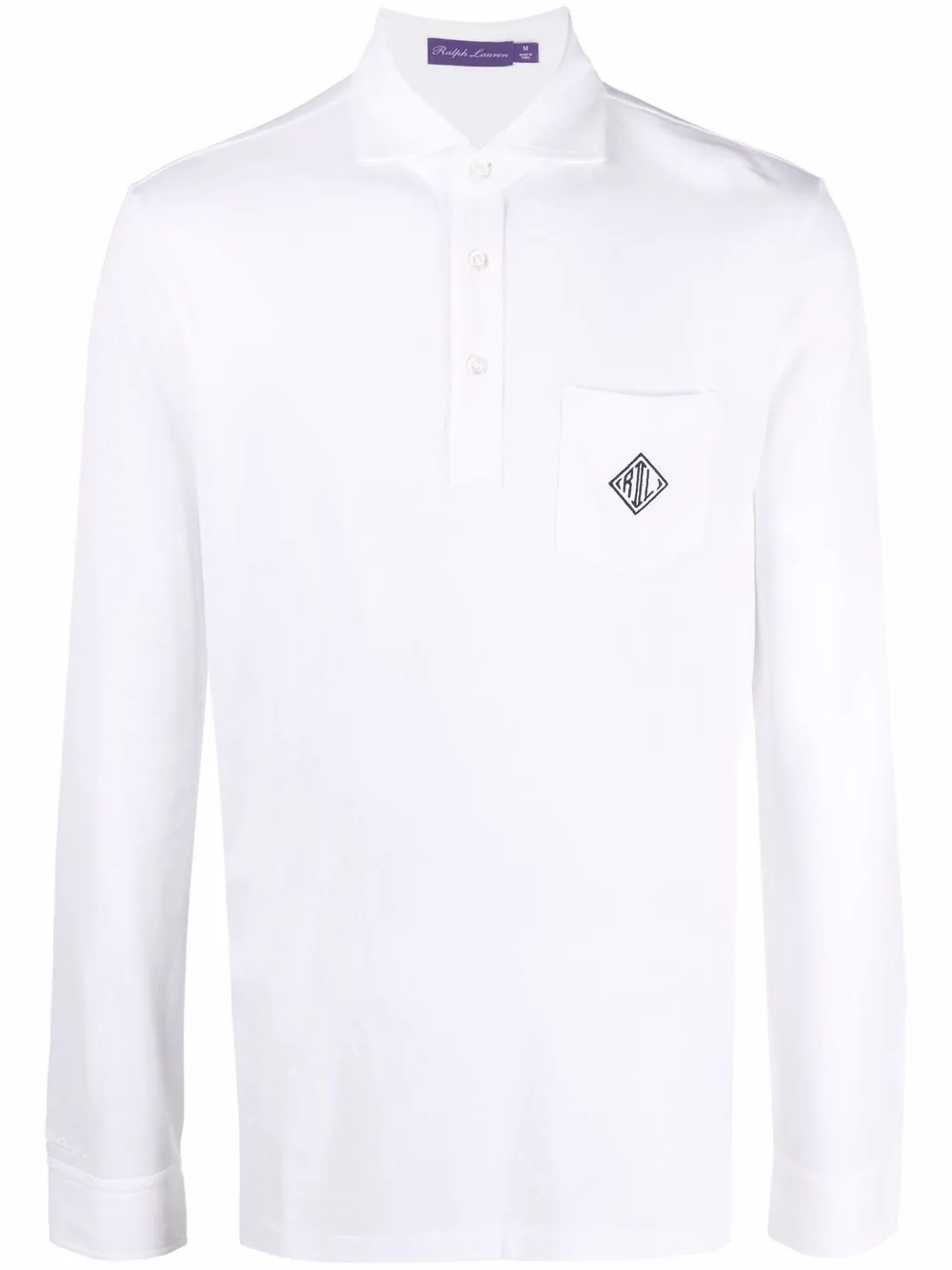 

Ralph Lauren Purple Label playera tipo polo manga larga - Blanco