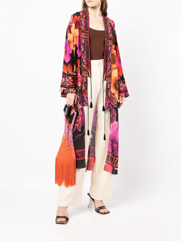 floral silk cardigan