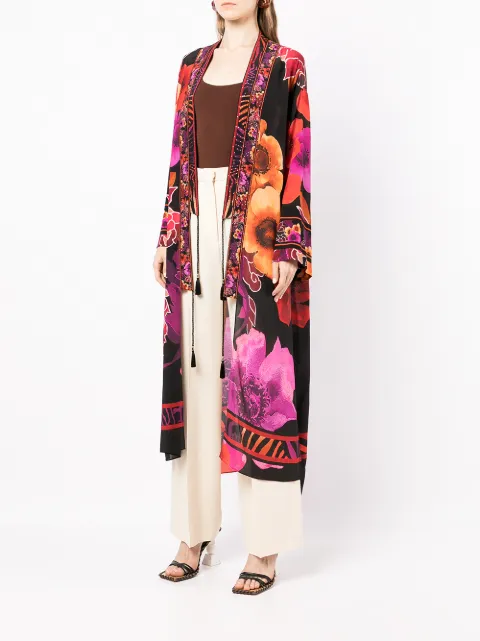 floral silk cardigan