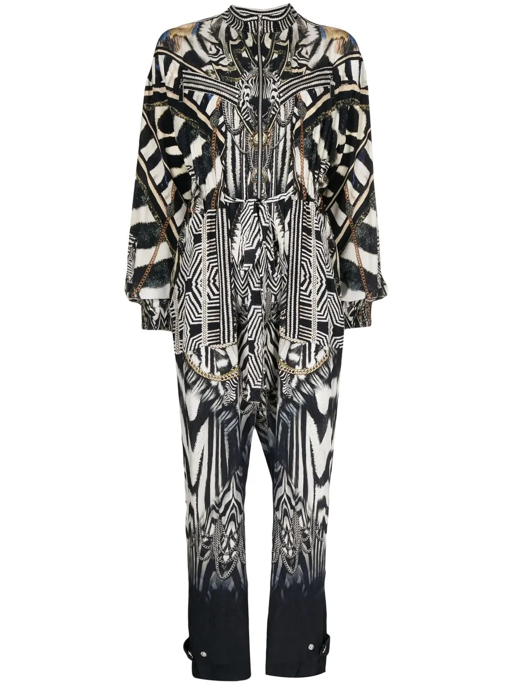 

Camilla zebra-print long-sleeved jumpsuit - Multicolour