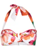 Camilla floral-print bikini top - White