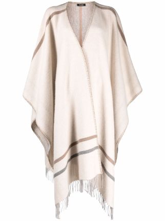 Alonpi Cashmere stripe-trim Cashmere Poncho Scarf - Farfetch