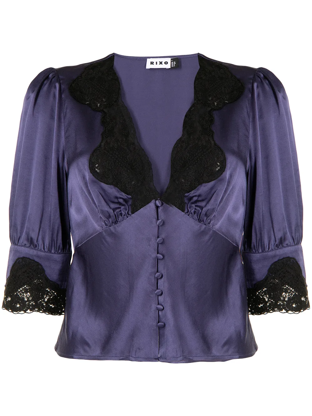 Rixo рубашка с V-образным вырезом и кружевной отделкой