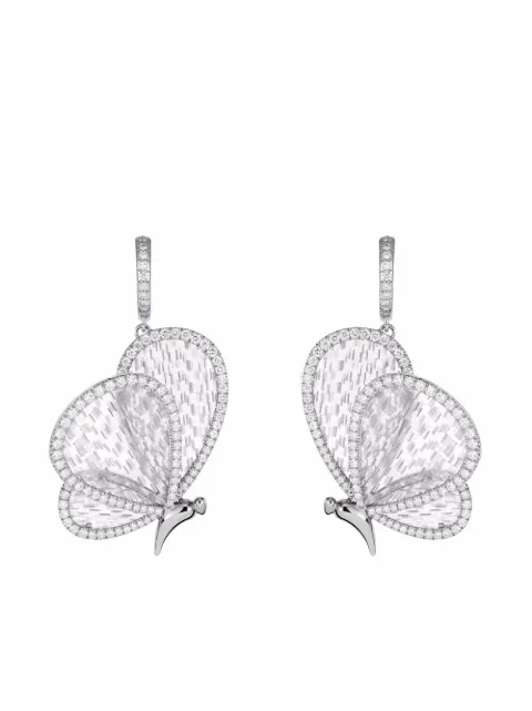 Boghossian 18kt white gold Titanium Fiber butterfly diamond medium earrings