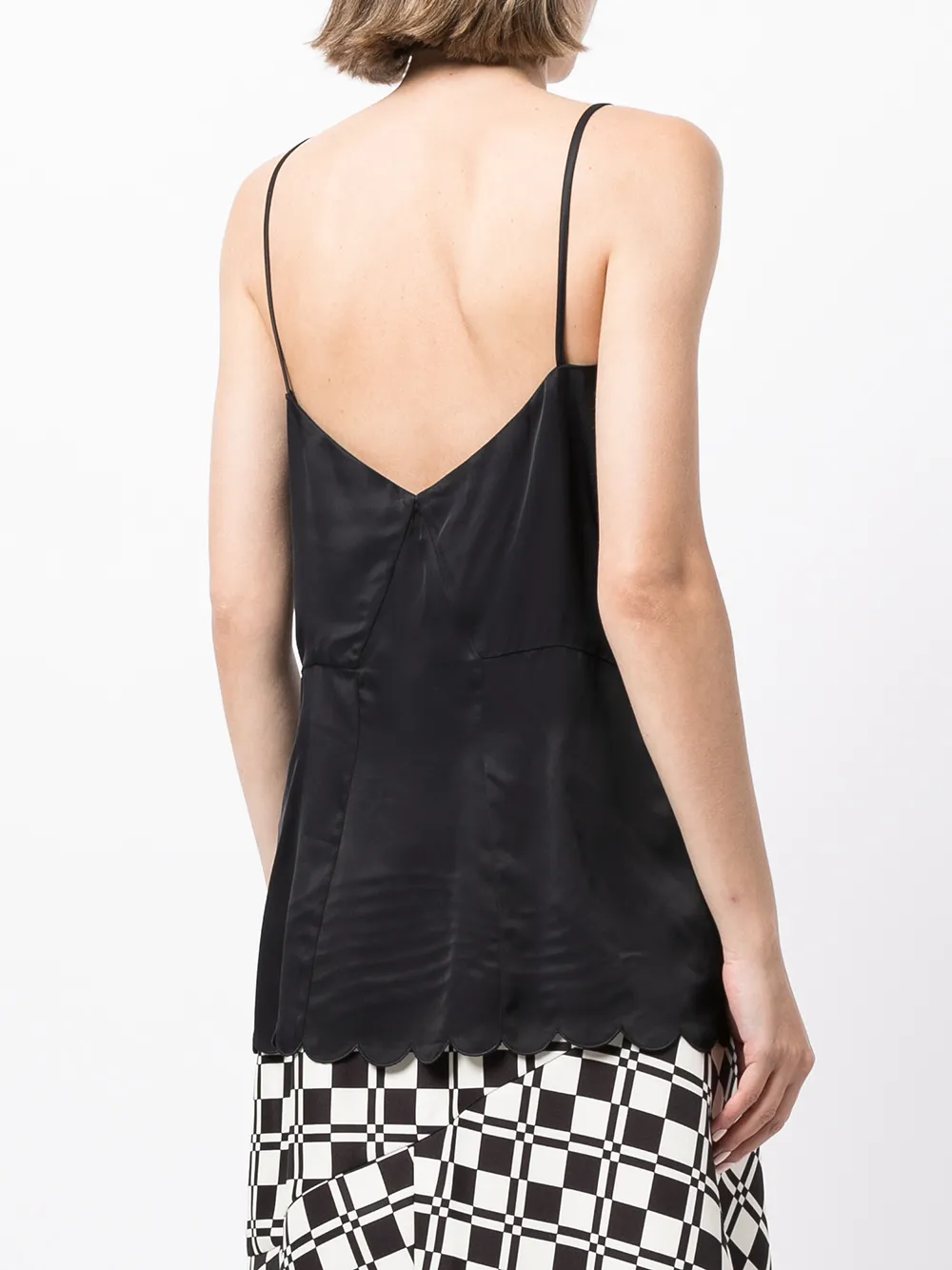 Jil Sander Satin V-neck Spaghetti-strap Top In 蓝色