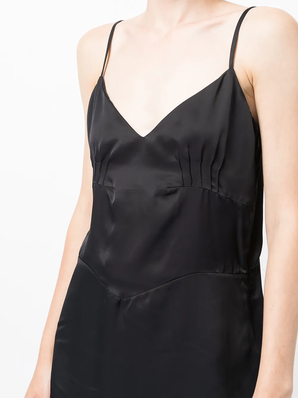 Jil Sander Satin V-neck Spaghetti-strap Top In 蓝色