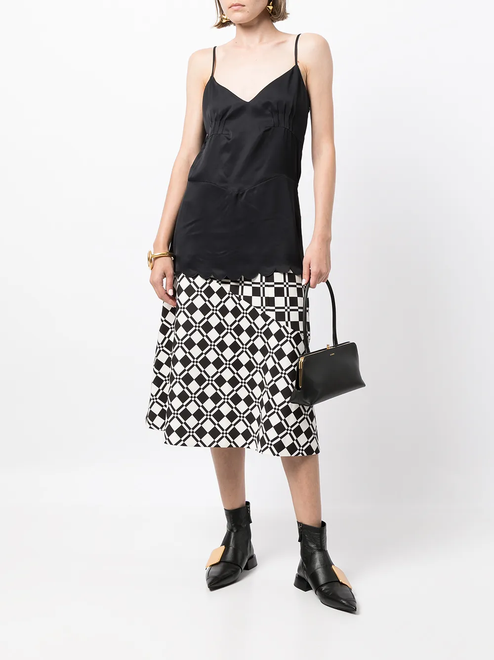 Jil Sander Satin V-neck Spaghetti-strap Top In 蓝色