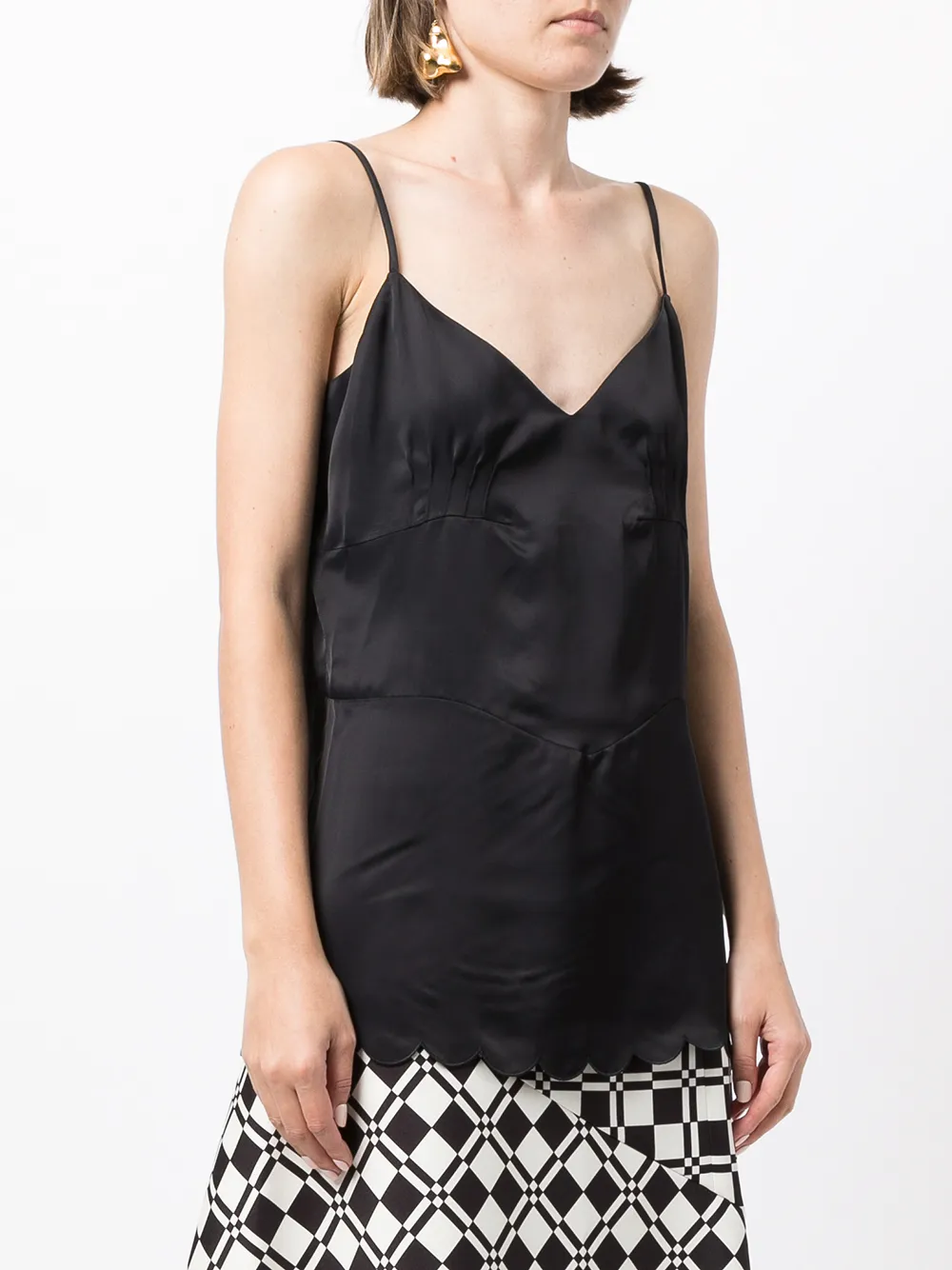 Jil Sander Satin V-neck Spaghetti-strap Top In 蓝色