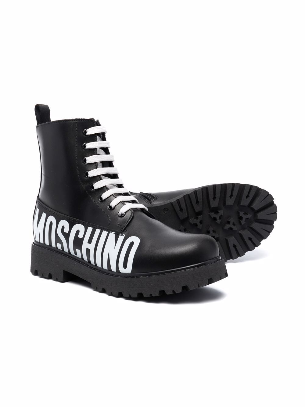 фото Moschino kids ботинки на шнуровкой с логотипом