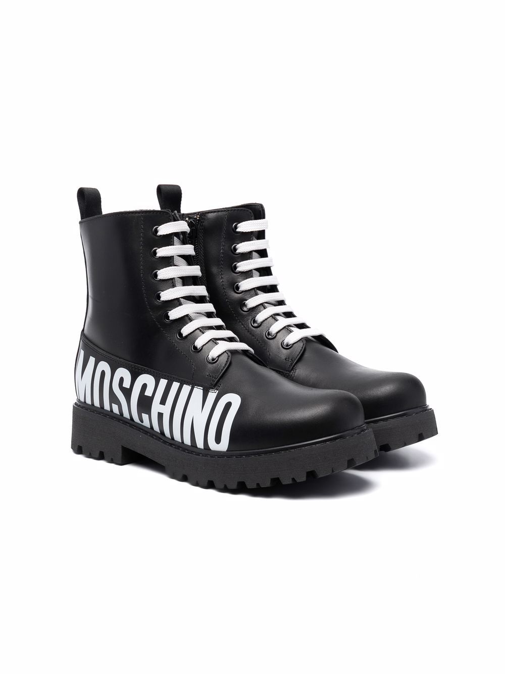 фото Moschino kids ботинки на шнуровкой с логотипом