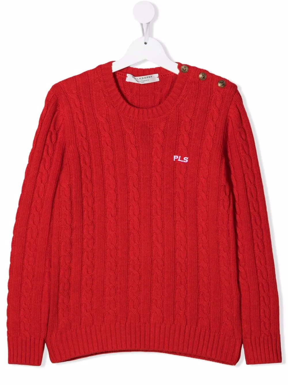 

Philosophy Di Lorenzo Serafini Kids TEEN embroidered-detail cable-knit jumper