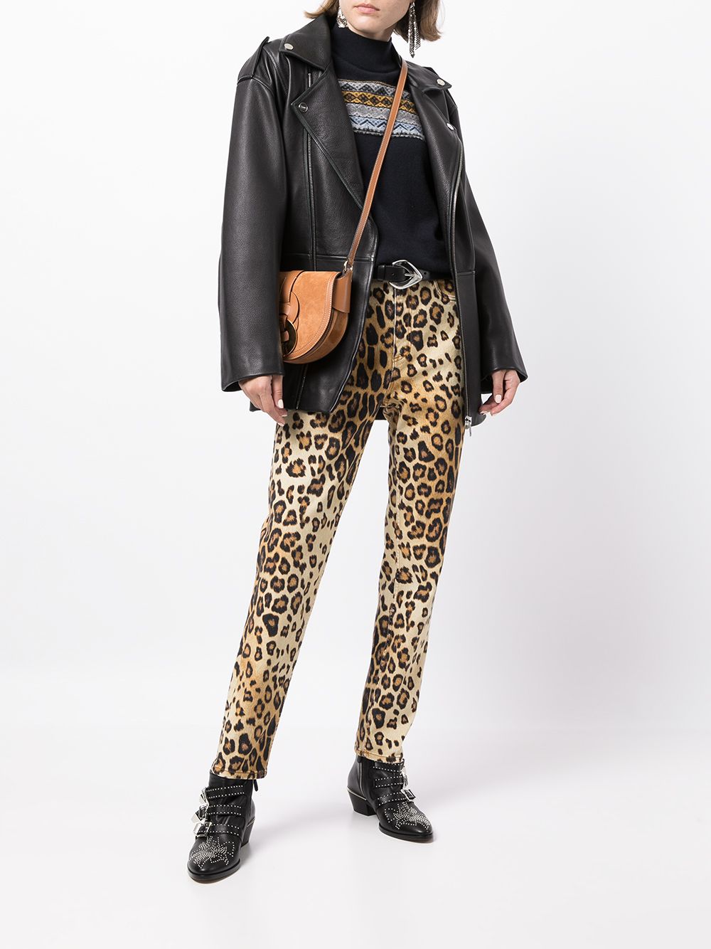 Shop Etro Leopard Print Jeans In 褐色