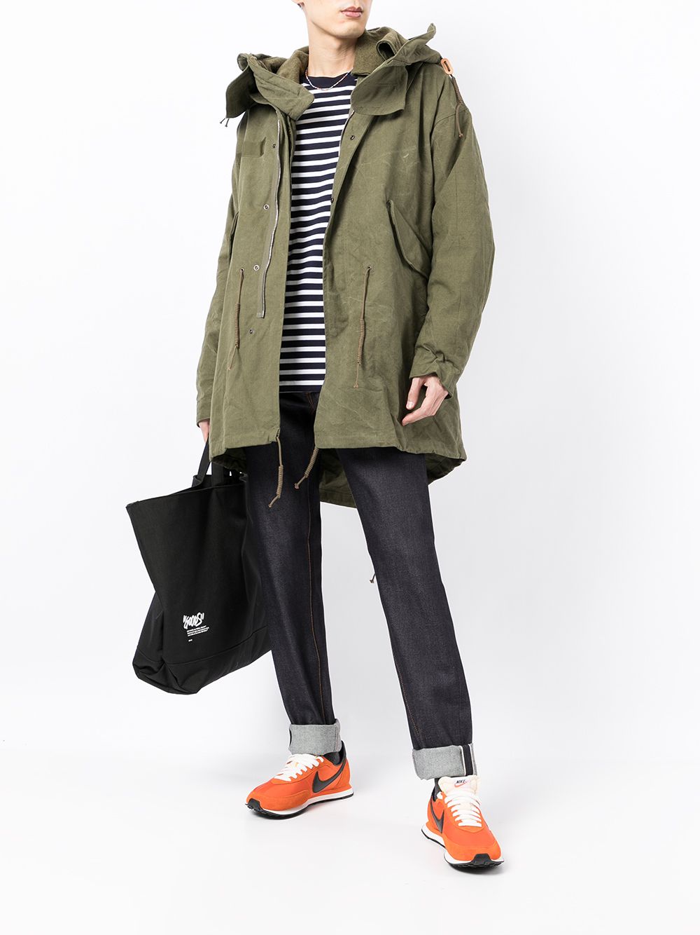 Shop Readymade Hooded Fishtail Parka In Green