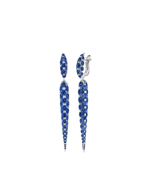 Boghossian 18kt white gold Merveilles Icicle sapphire medium drop earrings