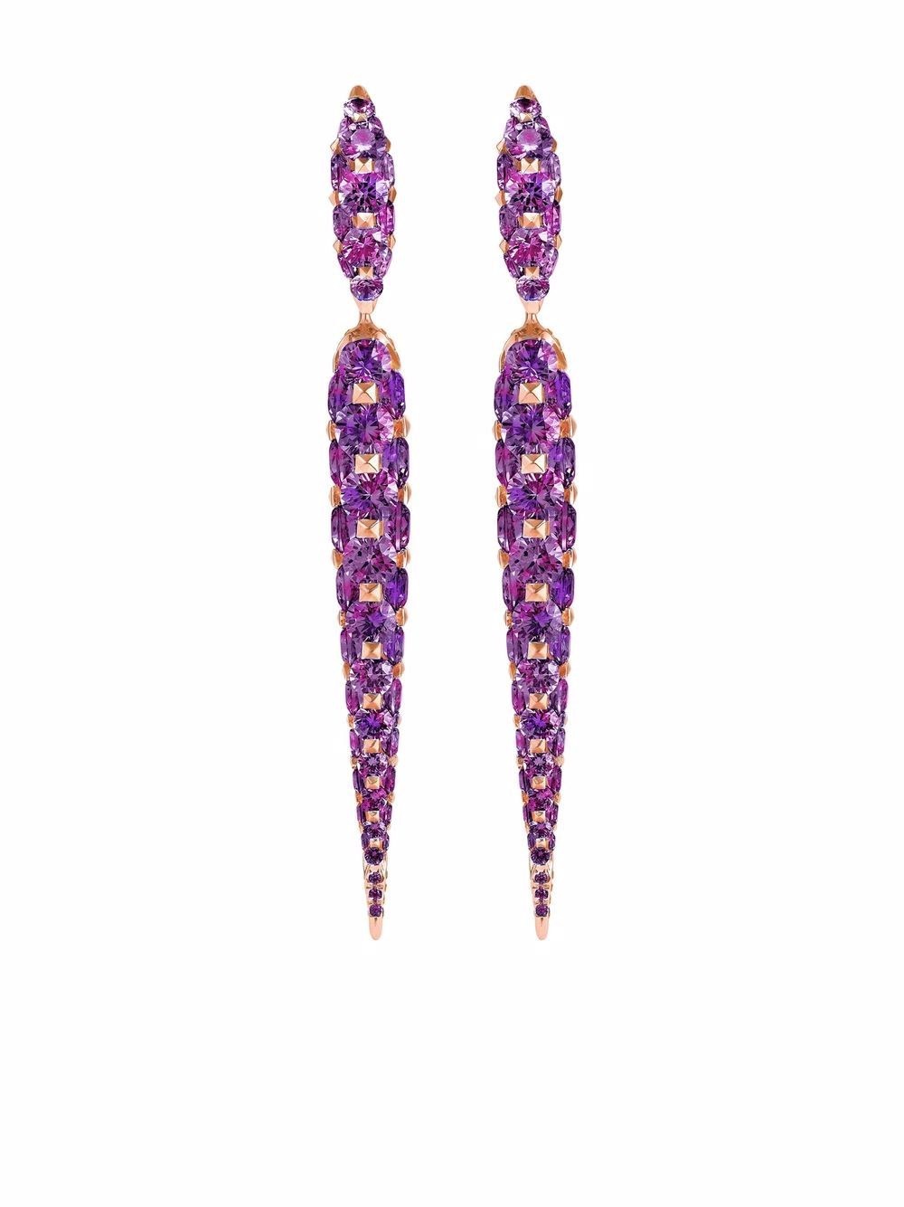 

Boghossian aretes Merveilles icicle medianos en oro rosa de 18kt con amatista - Morado