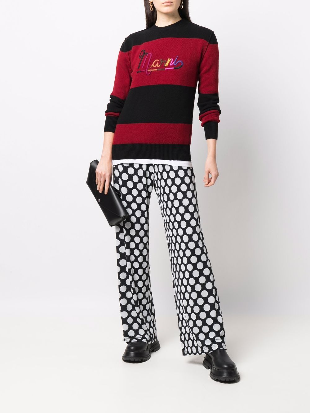 фото Marni striped logo embroidery jumper