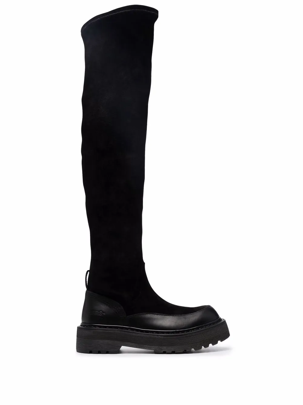 

Premiata over-the-knee leather and suede boots - Black