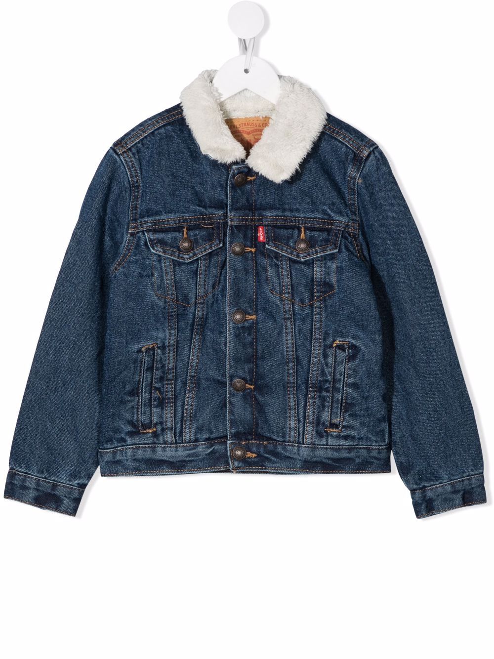 Levi's Faux-shearling Collar Denim Jacket In 蓝色