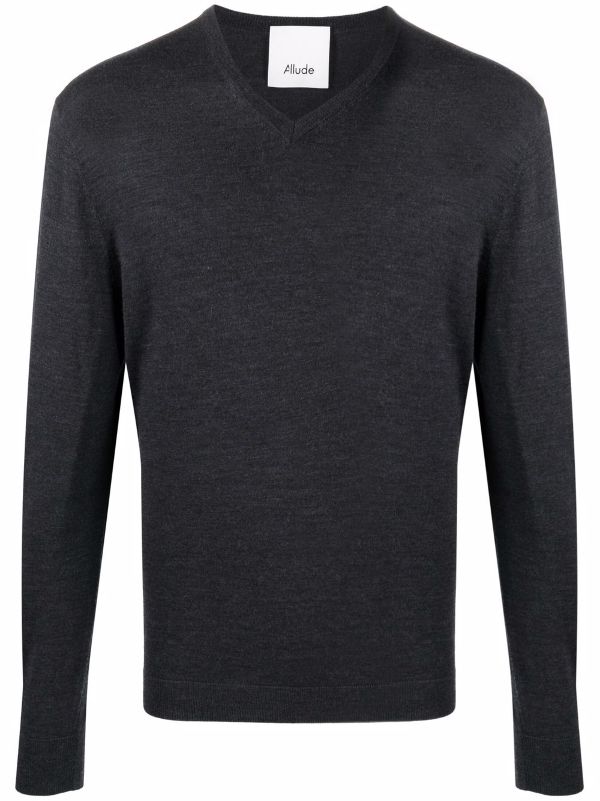 Black fine knit on sale v neck jumper