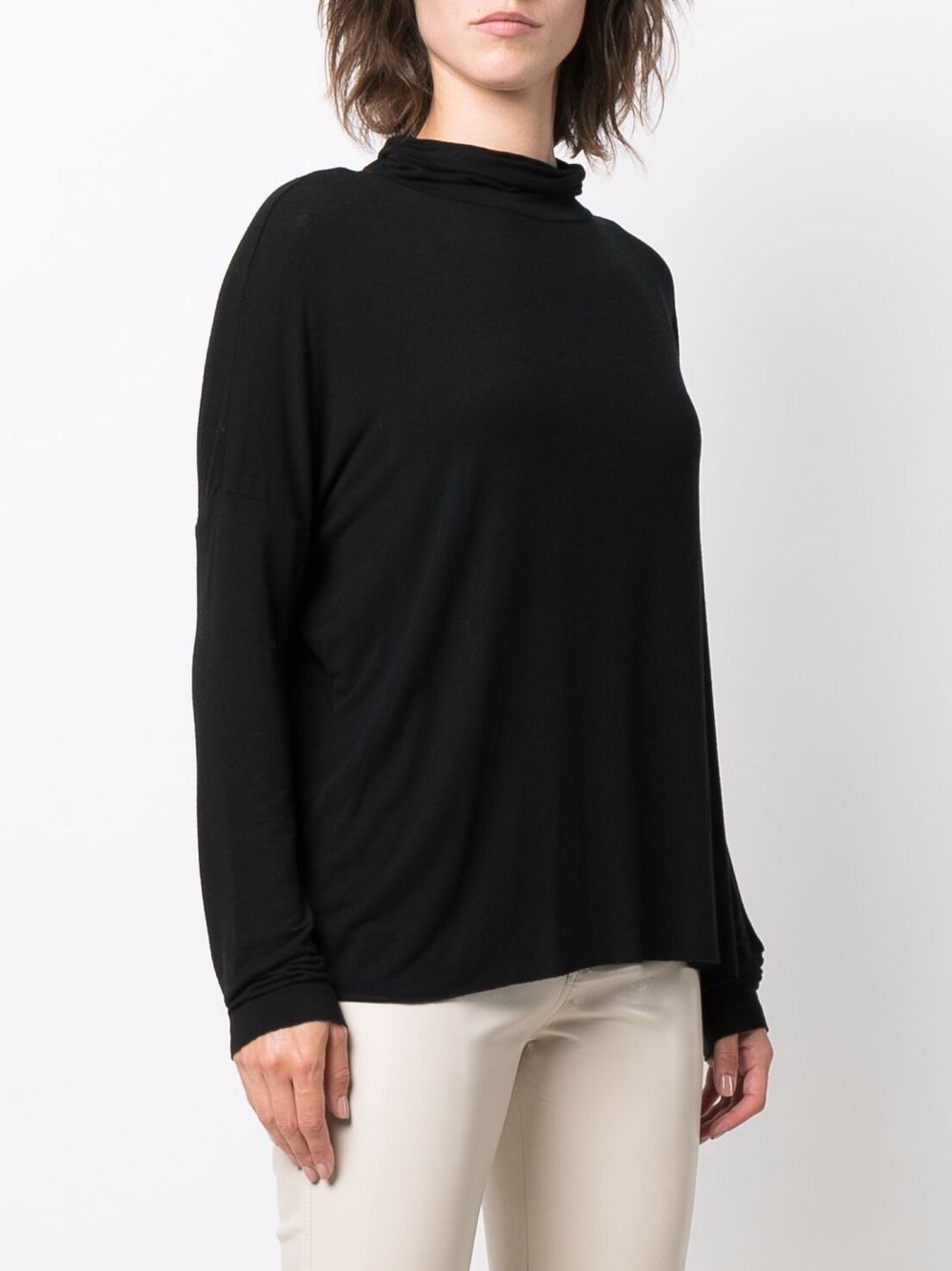 Shop Kristensen Du Nord Cowl-neck Tonal Jersey In Black