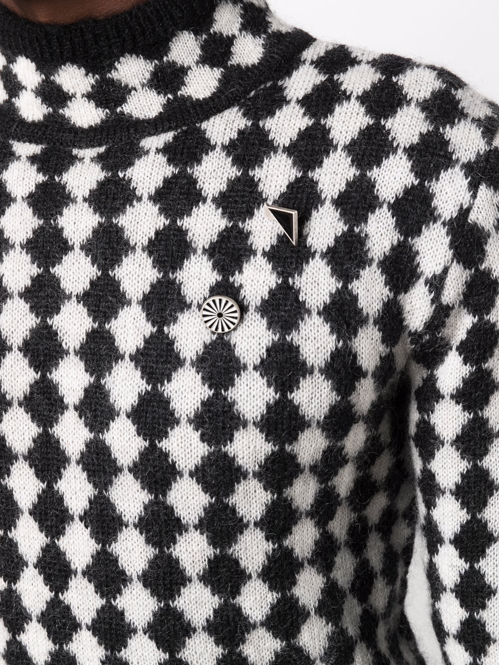 Shop Saint Laurent Diamond-motif Turtleneck Jumper In Pattern