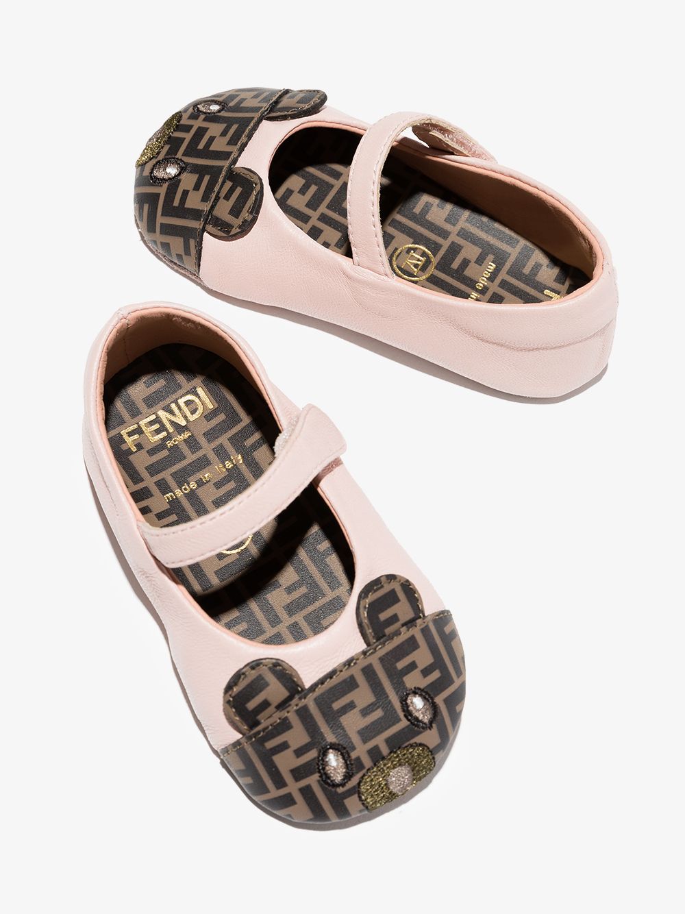 Fendi Kids Leren ballerina's - Roze