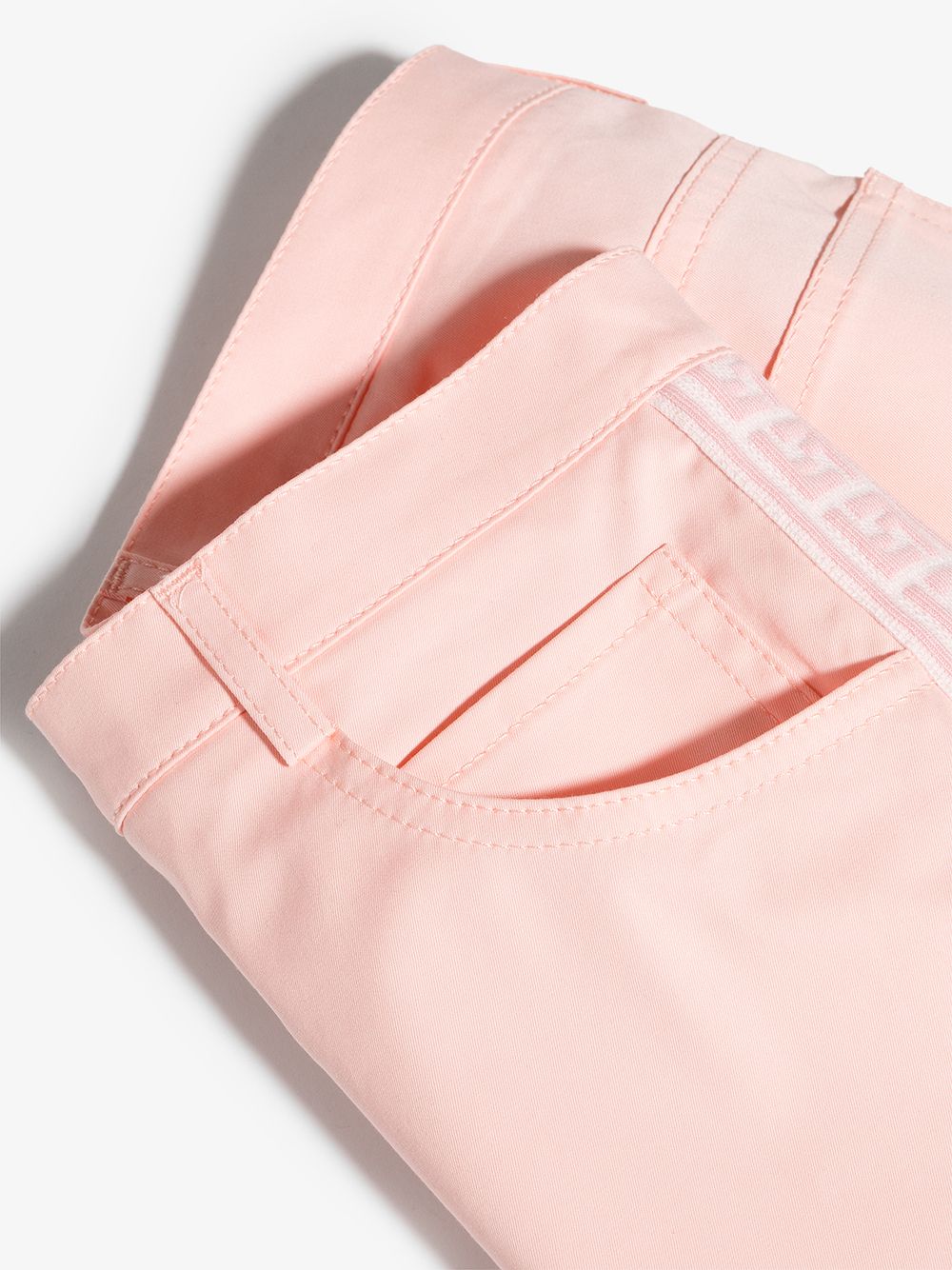 Shop Fendi Logo-trim Denim Shorts In Pink