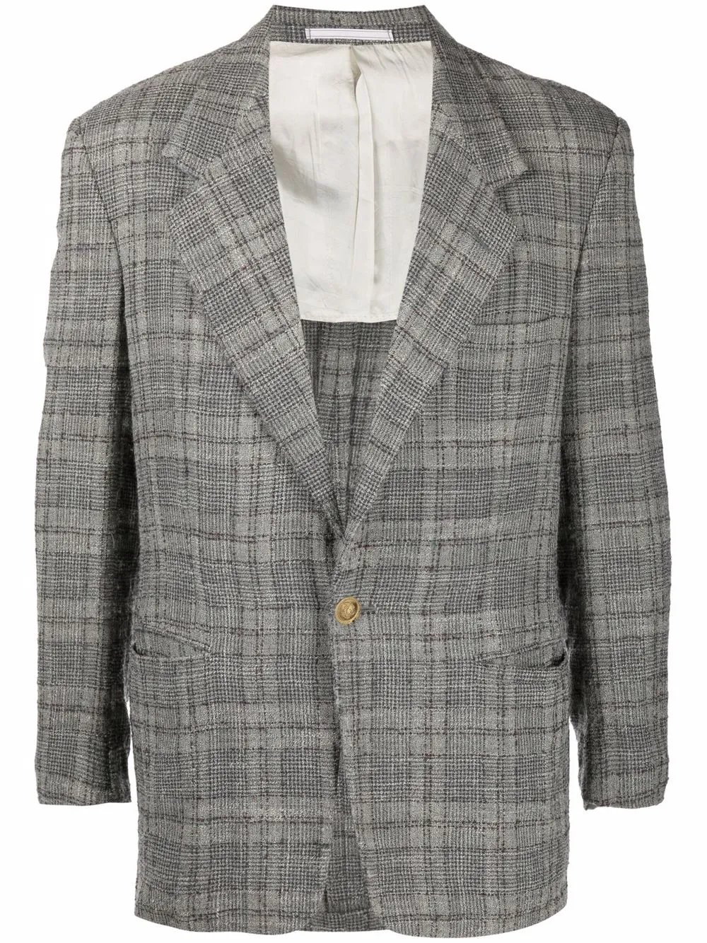 1980s notched lapels checked blazer