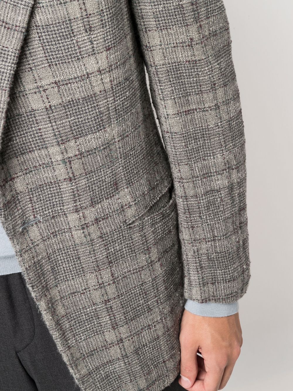 Pre-owned Versace 1980s Notched Lapels Checked Blazer In Grey