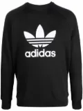 adidas Trefoil-print crew neck sweatshirt - Black