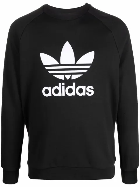 adidas Trefoil-print crew neck sweatshirt