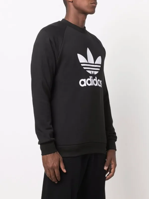 Adidas Trefoil-print Crew Neck Sweatshirt Black FARFETCH KW