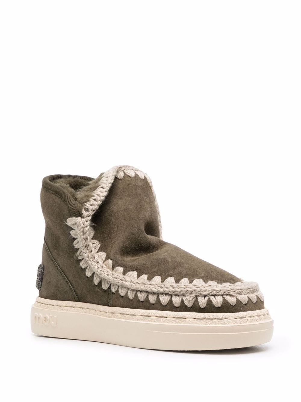 Shop Mou Crochet Stitch-trim Sneaker Boots In Grün