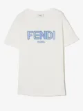 Fendi Kids TEEN logo-embroidered T-shirt - White