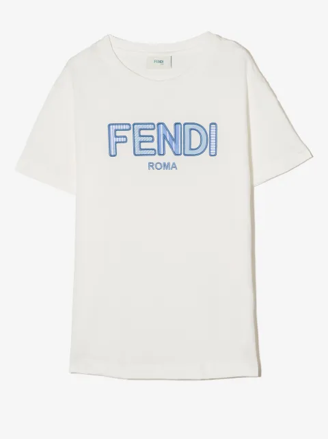 Fendi Kids TEEN logo-embroidered T-shirt